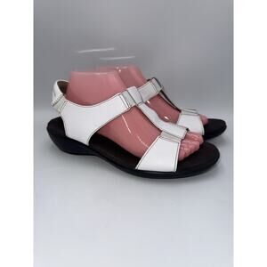 CLARKS ROZA HULL WHITE SLINGBACK T-STRAP OPEN TOE SANDALS SHOES WOMENS‎ SZ 9 M